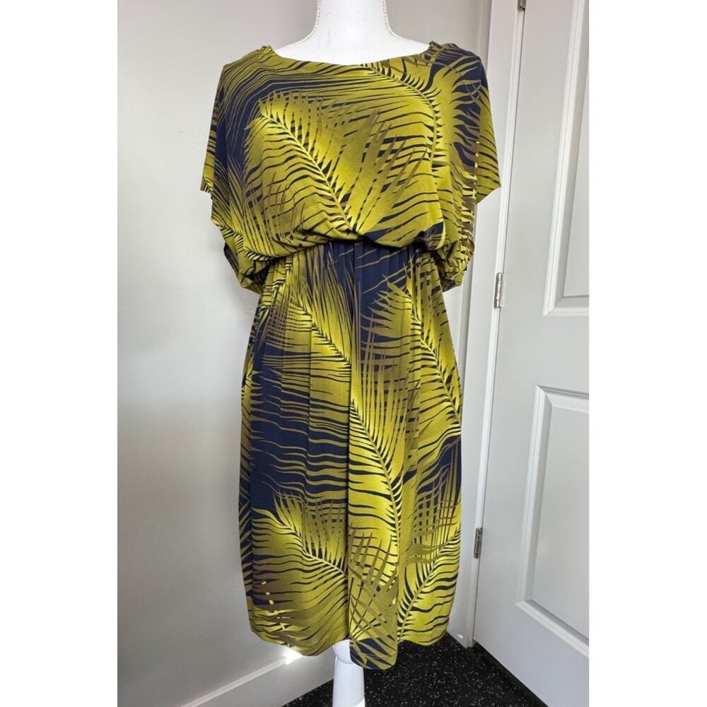 Valerie Bertinelli Womens Palm Leaf Print Dress NWT Size 6 Yellow & Black Polyes - Picture 4 of 16